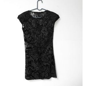 RARE Reformation Cap Sleeve Black Sheer Tunic Top XS